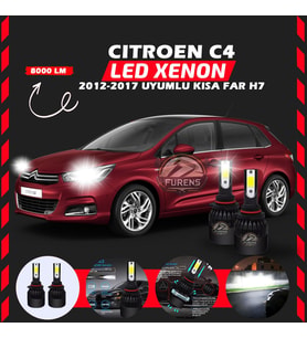 Citroen C4 2012-2017 Kısa Far Uyumlu Şimşek Etkili Led Xenon Light Series H7