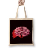 Sakura Japan Flag Cherry Blossom Tree Japanese Art Nature Bez Çanta Uzun Saplı