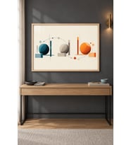 Üç Küre Bauhaus Denge Ahşap Çerçeveli Duvar Tablosu