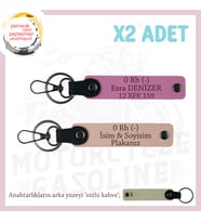 Bikerlar İçin Özel, İsim Plaka ve 0 Rh (-) Yazılı Değerli Hediye x2 Anahtarlık, Yavruağzı-Pembe-SK