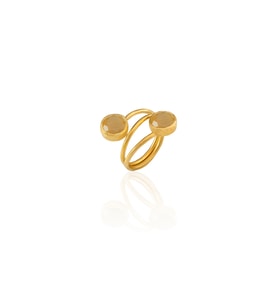 Kadir Jewellery 22 Ayar Altın Kaplama Zirkon Taşlı Ayarlanabilir Renkli Taşlı Yüzük