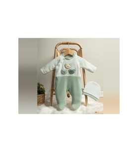 Ayıcıklar Nakışlı Erkek Bebek Tulum