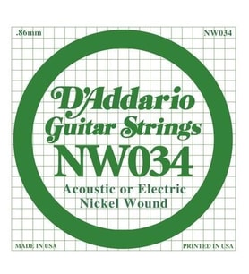 Daddario NW034 Elektro ve Akustik Tek Tel  Nickel Wound, .034