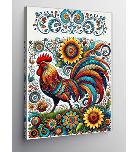 Kanvas Tablo Renkli Horoz Deseni