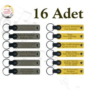 Kül Gri & Sarı, 16’lı Set, İsim Yazılı Anlamlı Deri Hediyelik, Yürüyüş Grubu Etkinliğine Veda Anısı