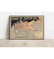 pgzzNM2493 2. Dünya Savaşı Sonrası Almanya Haritası Sanatsal Duvar Dekorasyon Poster 60x90cm.