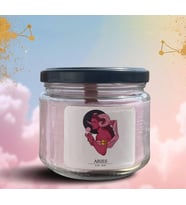 Koç Burcu (Aries) Kavanoz Mum - Portakal ve Tarçın Kokulu - Ahşap Fitilli (Pudra Pembe)