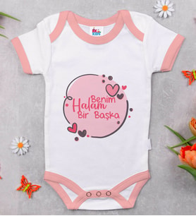 BK Kids Benim Halam Bir Başka Tasarımlı Pembe Bebek Body Zıbın-1