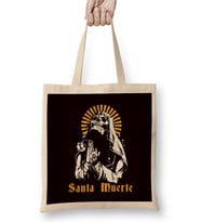 Santa Muerte Mexican Dead Sugar Skull Mexico Female Deity Bez Çanta Uzun Saplı