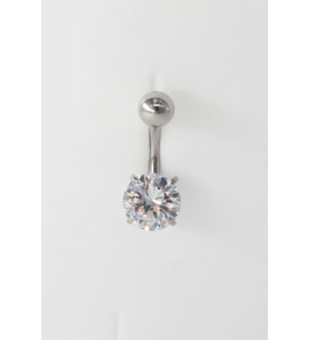 Kadın 316L Anti Alerjenik Topcuklu Oval Baget Zirkon Taşlı Göbek Piercing