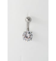Kadın 316L Anti Alerjenik Topcuklu Oval Baget Zirkon Taşlı Göbek Piercing