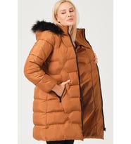 Dewberry Kadın %100 Polyester Kaban Taba Z6760 Katmanlı Kombin, Şehir ve Ofis Stili, Kazak ve Gömlek Kombini