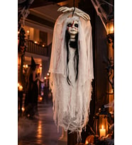 Halloween Cadılar Bayramı Sensörlü Işıklı Sesli Hayalet Gelin Asılabilir Büyük Korku Süsü 120 cm