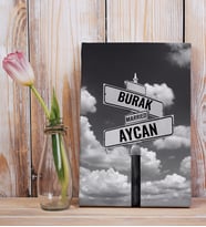 Kişiye Özel Sokak Tabelası Tasarımlı Kanvas Tablo Model-3
