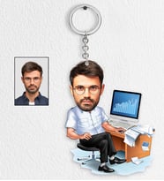 Kişiye Özel Yazılımcı Tasarımlı Karikatür Anahtarlık 2