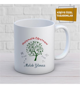 Kişiye Özel İsim Yazılabilir Matematik Öğretmeni Kupa Bardak