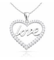 Gümüş Taşlı Love Bayan Kolye