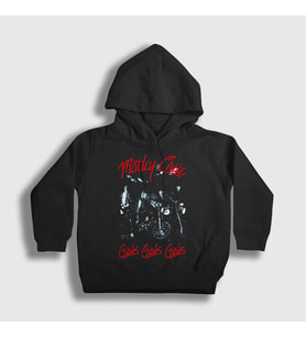 Presmono Unisex Çocuk Siyah Girls Mötley Crüe Kapüşonlu Sweatshirt 167102tt