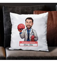Kişiye Özel Hediye En Başarılı Erkek Nörolog Karikatürlü Yastık