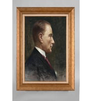 Altın Varaklı Paspartulu Çerçeveli Atatürk Tablo sd479