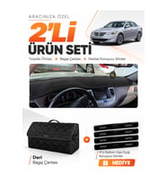 e-biz HYUNDAİ GENESİS (2008-2014) Uyumlu Torpido Örtüsü + Deri Bagaj Çantası Seti - Siyah - HU020