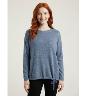 Kadın Mavi Triko Standart Kesim Sweatshirt