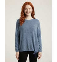 Kadın Mavi Triko Standart Kesim Sweatshirt