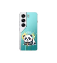 Tecno Camon 40 ile Uyumlu Splash Panda Tasarımlı Şeffaf Silikon Kılıf