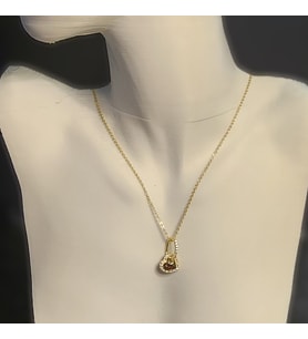 925 Ayar Gümüş, Gold Halkalı Kalp Kolye