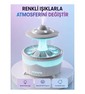 Mey İthalat® RGB Işıklı Yağmur Efektli Hava Nemlendirici 350 ML Sessiz Çalışma Uzaktan Kumanda