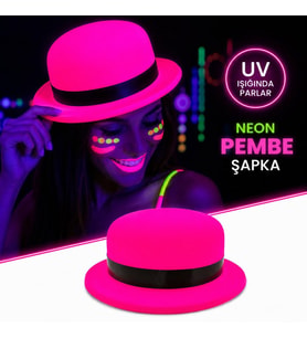 Neon Pembe UV Parti Şapkası Plastik