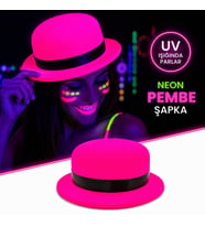 Neon Pembe UV Parti Şapkası Plastik