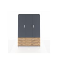 Arges Dolap 5 Raflı 6 Çekmeceli Tek Askılı 132x30x195 Antrasit-Antrasit/Çam