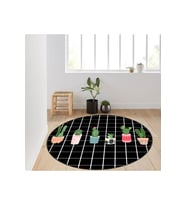 Eliana Home Baskılı, Yıkanabilir Kaymaz Taban Yuvarlak Halı LNA7131 120x120 cm (Siyah)