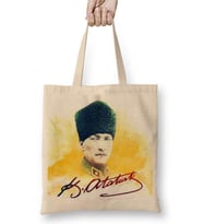 Mustafa Kemal Atatürk 08 Bez Çanta Uzun Saplı