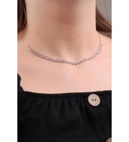 Turkuaz Taşlı Choker Rose Gümüş Kolye 6570