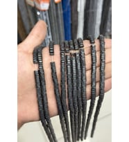 Hematit Taşı Altıgen Rondela Kesim Mat Siyah 6x2mm Doğal Taş Dizi