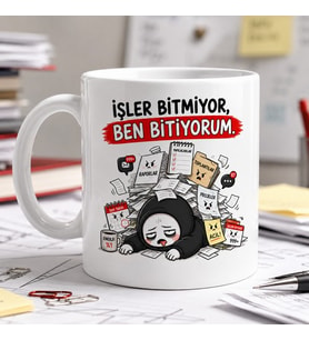 İşler Bitmiyor Ben Bitiyorum Komik Ofis Çalışan Seramik Kupa