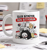 İşler Bitmiyor Ben Bitiyorum Komik Ofis Çalışan Seramik Kupa