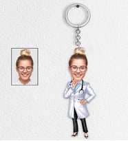 Kişiye Özel Doktor Tasarımlı Karikatür Anahtarlık 3