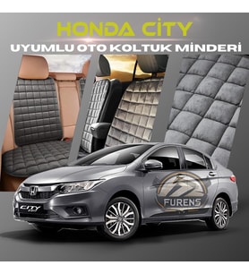 Honda City Antrasit Renk Tay Tüyü Cepli & Terletmez Sırtlı Oto Koltuk Minder Seti - Koltuk Koruma Kılıfı (ÖN & ARKA TAM SET)