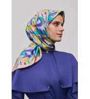 Armine Tivil İpek Eşarp 9329 - 05 Yavruağzı Kahverengi Karışık Desen
