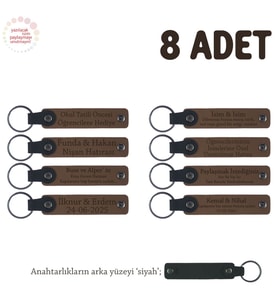 Açık Kahverengi & Siyah, Karne Hediyesi İçin Tüm Sınıfa Özel, 8' li Set, Hediyelik Hatıra Anahtarlık