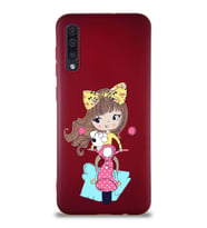 Samsung Galaxy A30S Soft Premier Kapak Vespagirl Tasarımlı Silikon Kılıf - Mürdüm (Şeffaf)