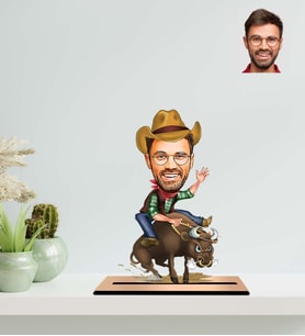 Kişiye Özel Rodeo Temalı Karikatür Ahşap Biblo