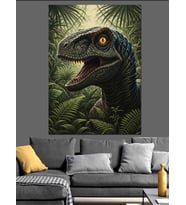 Dinozor T-Rex Korkunç Yaratık Dekoratif Kanvas - Mdf Ahşap Tablo