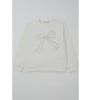 Breeze Kız Çocuk Sweatshirt İnci Taş İşlemeli 7-12 Yaş, Ekru