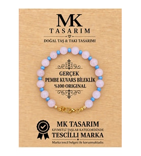 GERÇEK PEMBE KUVARS BİLEKLİK MK.7000.866- RAHATLIK-DİNGİNLİK-ENERJİ- STRES BİLEKLİĞİ- RENKLERİ BOYA DEĞİLDİR -KENDİ RENGİDİR