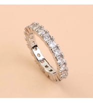 Gümüş Renk Taşlı Rhinestone Kaya Kristali Elmas Tamtur Yüzük 8