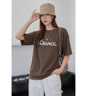 Unisex Chance Baskılı Tasarım Tshirt (Kahverengi)